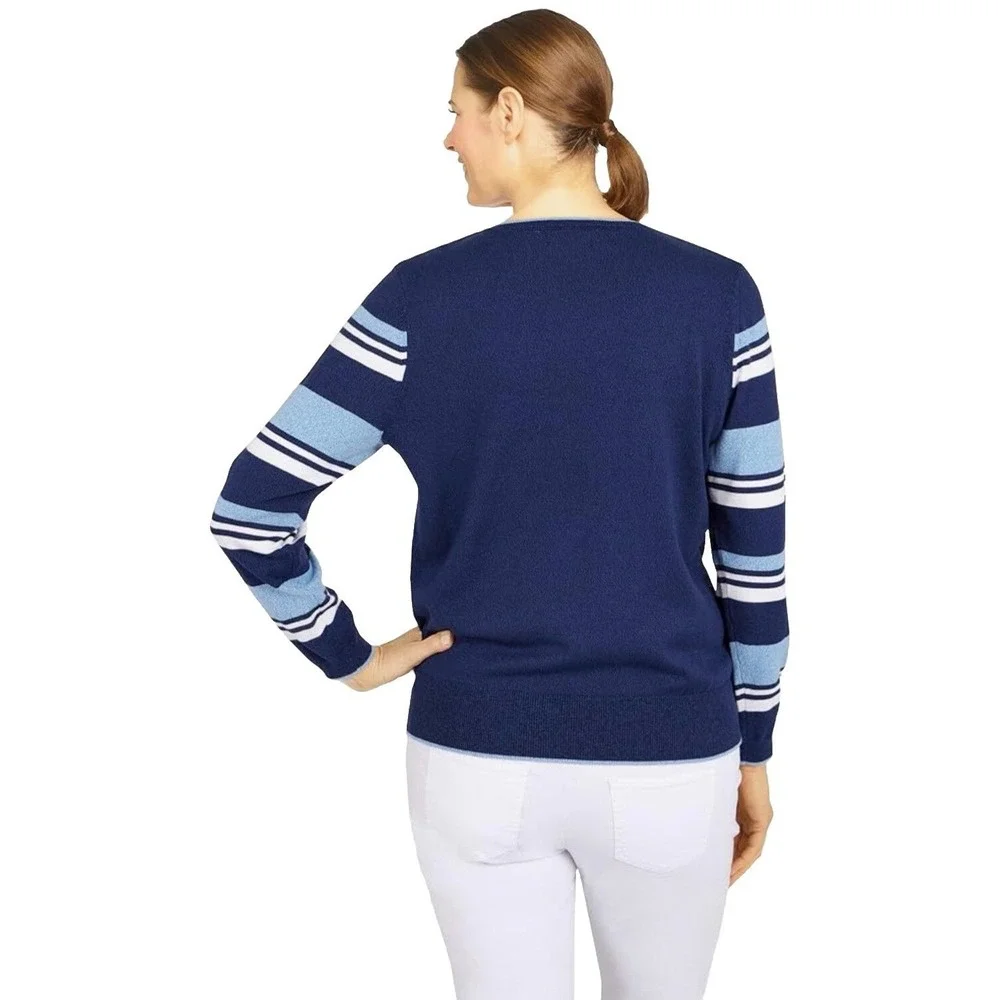 Alfred Dunner Women's Petite Striped Sweater with Removable Necklace Size PXL NW - Picture 7 of 12